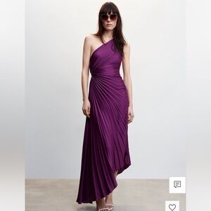 Mango Asymmetrical Pleated Dress